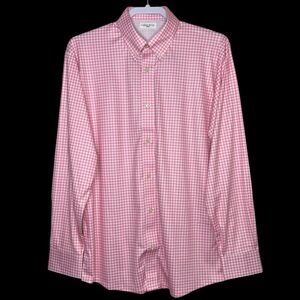 Collars & Co Shirt Mens M Pink Gingham Button Down Long Sleeve Dress Collar NEW